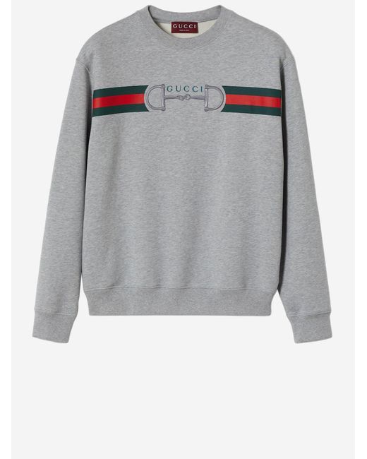 Gucci Gray Cotton Sweatshirt With Logo Sweatshirts for men