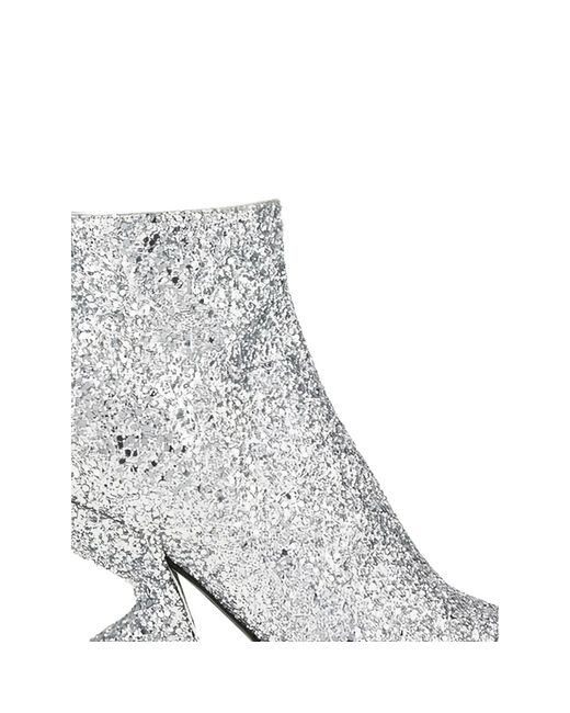 Ferragamo White Glitter-Effect Sculpted-Heel Ankle Boots