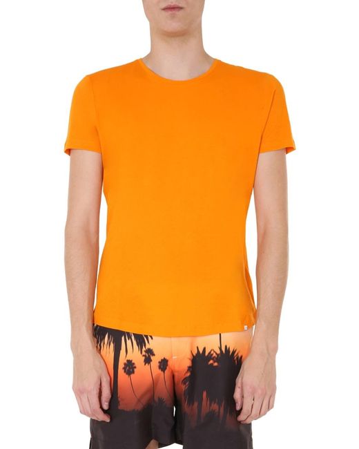 Orlebar Brown Orange Round Neck T-shirt for men