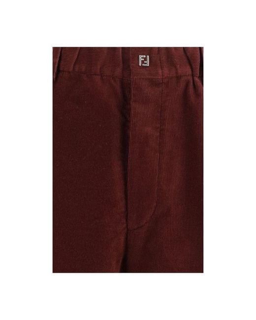 Fendi Red Bordeaux Cotton Casual Pants for men
