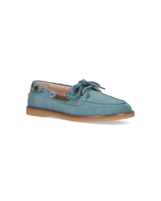 Pinko Blue Grace Suede Moccasin Shoes