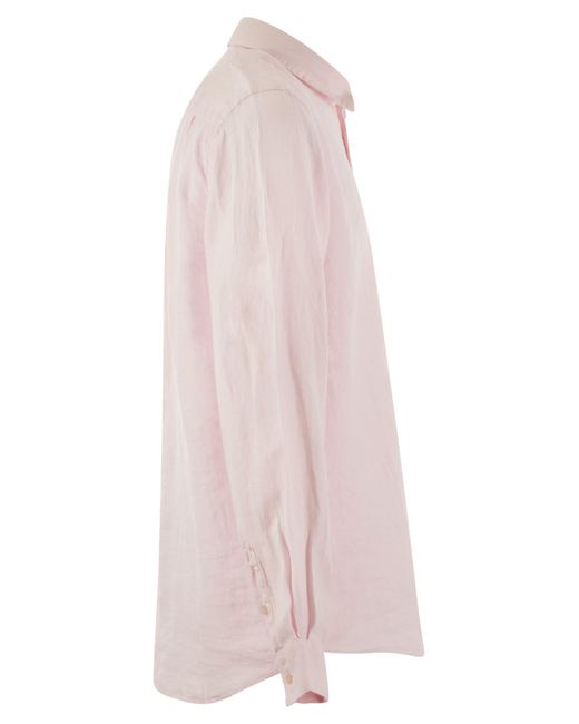 Vilebrequin Pink Long-Sleeved Linen Shirt for men