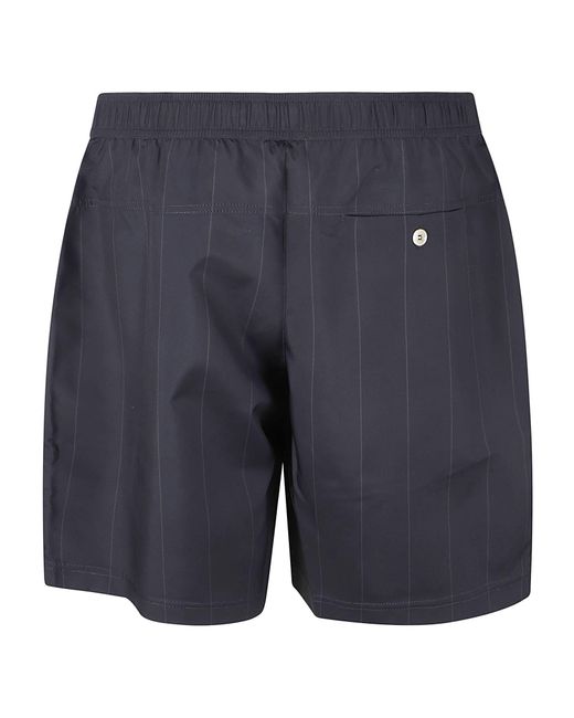 Brunello Cucinelli Blue Logo Patched Stripe Shorts for men