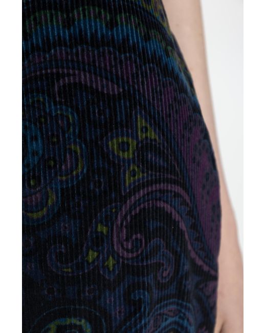 Etro Blue Corduroy Pants With Flared Legs