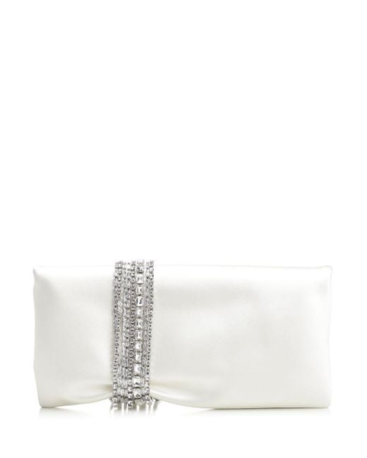 Jimmy Choo White Zandra Satin Clutch Bag