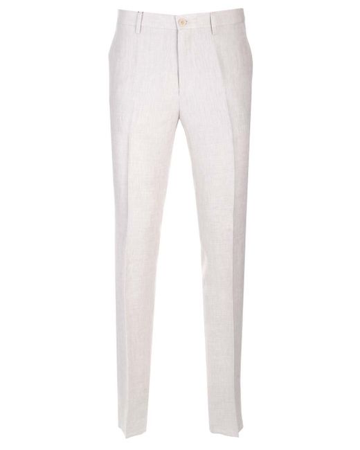 Etro White Pleat Straight-leg Trousers for men