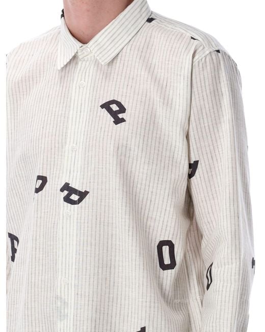 Pop Trading Co. Gray Pop Letters Striped Shirt for men