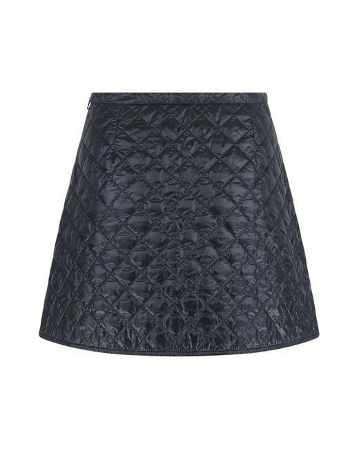 Moncler Blue Quilted Nylon Skirt Polyamide; Polyester