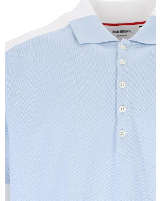 Thom Browne Blue Color Block Polo Shirt for men