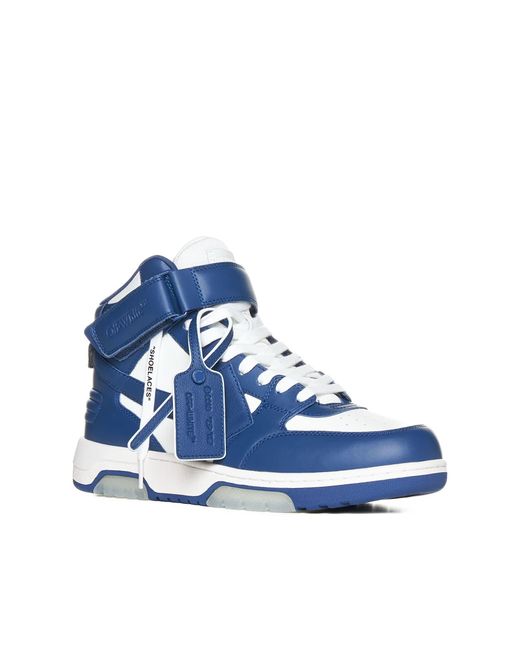 Off-White c/o Virgil Abloh Blue Out Of Office Arrow-embroidered Leather Mid-top Trainers for men