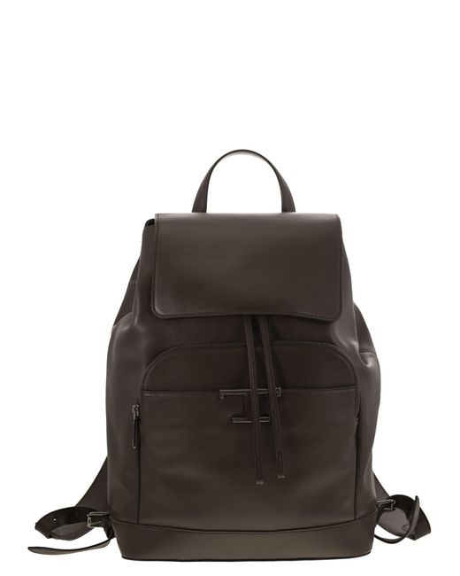 Tod's Black T Timeless Medium Leather Backpack for men