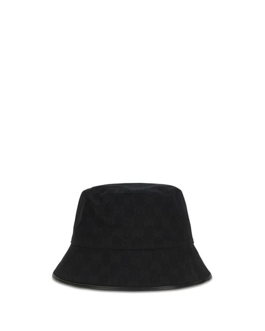 Gucci Black Gg Cotton Canvas Bucket Hat Polyester; Cotton; Polyamide E Hairbands