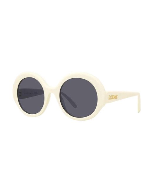 Loewe White Sunglasses Rectangle Full Rim, Frame And Smoke Lens Lw40135I25A