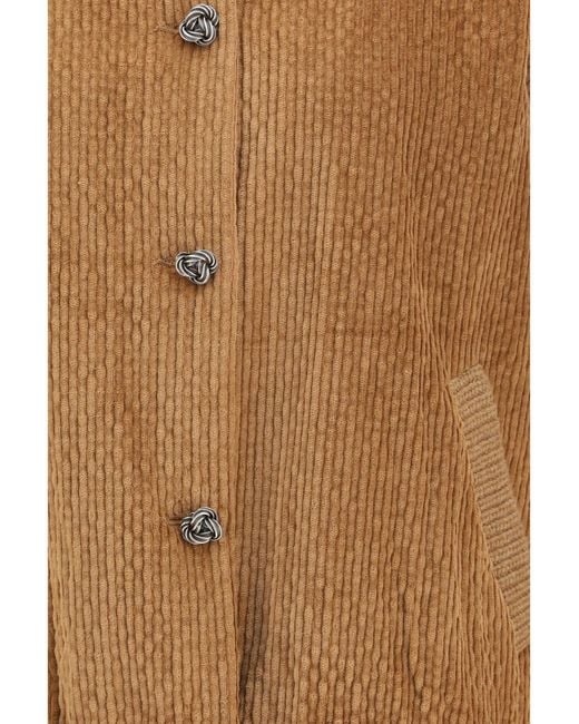Kristina Ti Brown Corduroy Jacket With Embellished Button Closure Cotton; Modal; Spandex