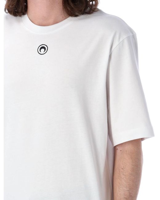 MARINE SERRE White Organic Cotton Jersey Plain T-Shirt for men
