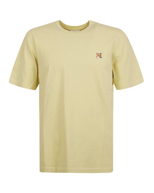Maison Kitsuné Yellow Logo Round Neck T-Shirt for men