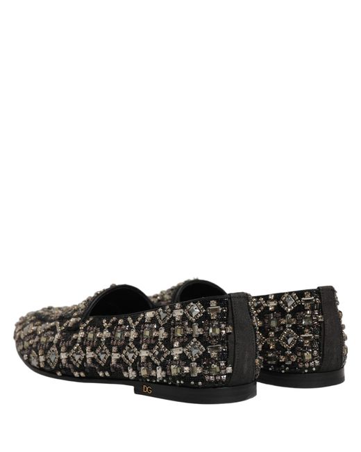 Dolce & Gabbana Black Leather Logo Slip On Loafers Shoes for men