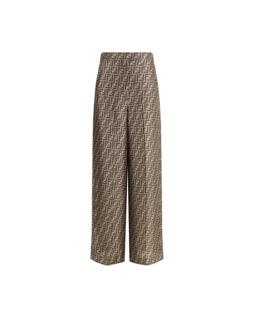 Fendi Brown Silk Casual Pants