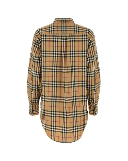 Burberry Natural Embroidered Stretch Cotton Shirt Exterior: Elastane Camicie