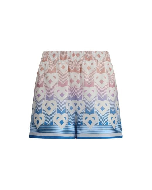 Casablanca Blue Gradient Heart Monogram Silk Shorts