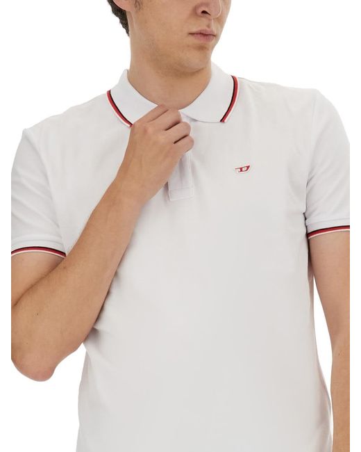 DIESEL White Polo With Logo for men