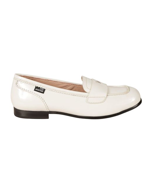Love Moschino White College15 Vernice Loafers