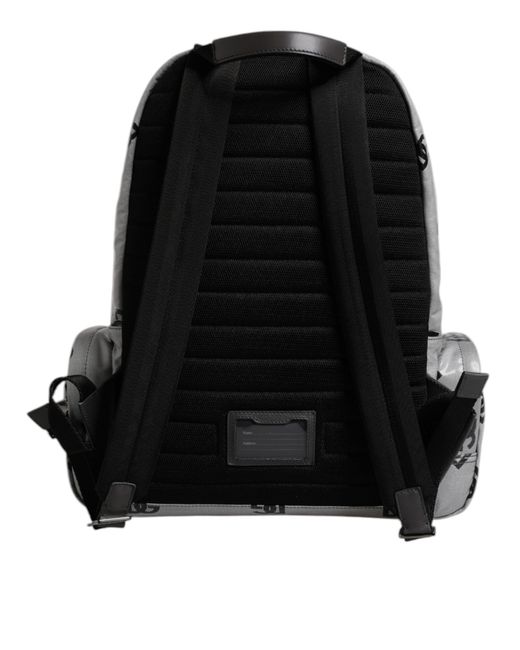 Dolce & Gabbana Polyester Gray Black Dg Logo Plaque Backpack Bag for men