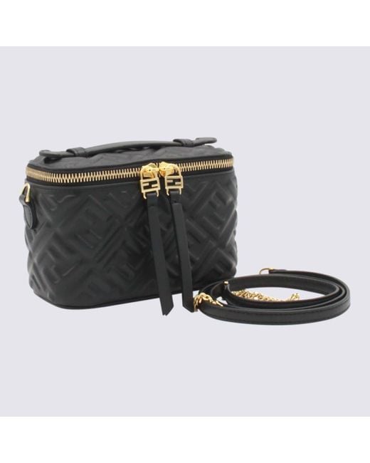 Fendi Black Leather Vanity Top Handle Bag