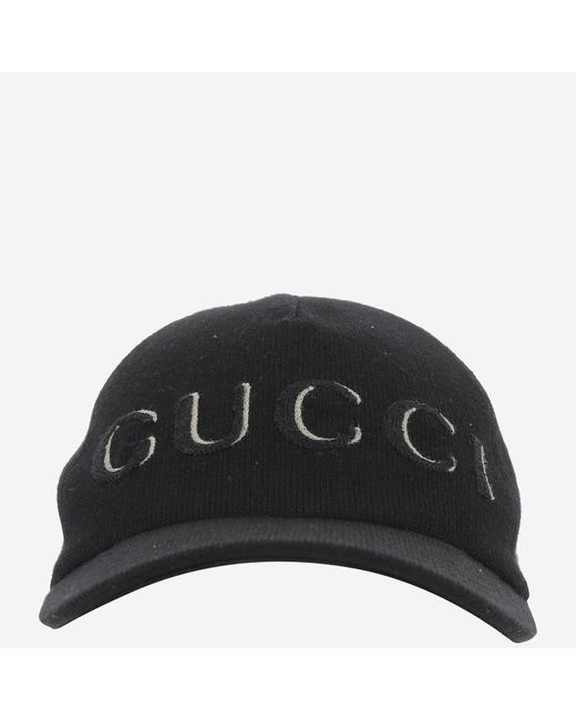 Gucci Black Wool Baseball Hat With Logo for men