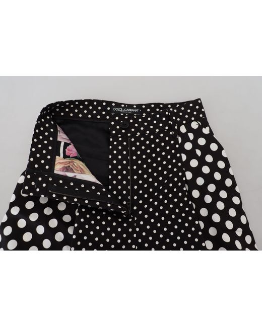 Dolce & Gabbana Black Elegant High-Waist Polka Dot Pants