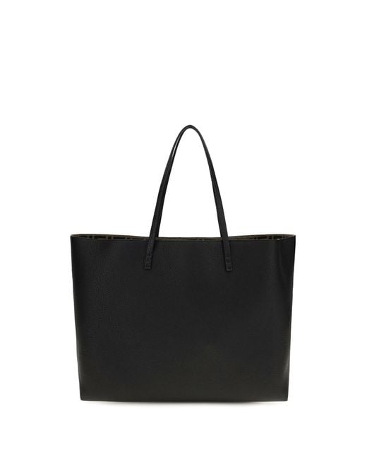 Fendi Black Medium Roll Roman Leather Shopping Bag Calf Bos Taurus Shoulder