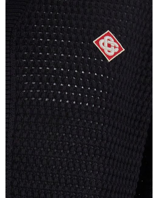 Casablanca Blue Cardigan With Logo Patch On The Front for men