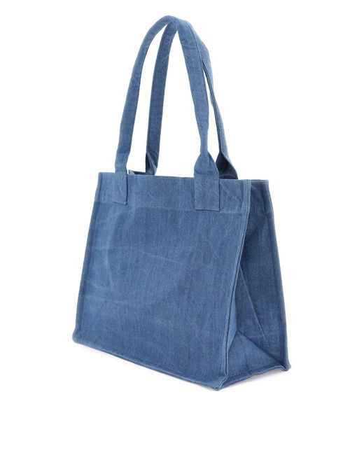 Ganni Blue Tote Bag With Embroidery