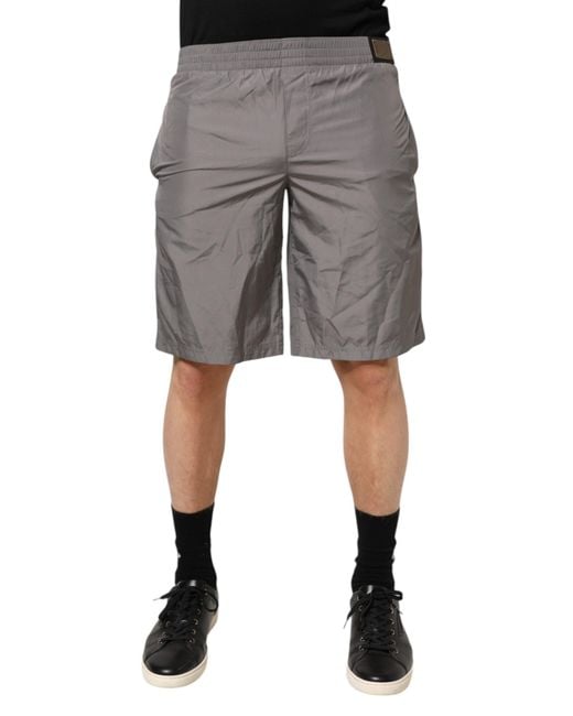 Dolce & Gabbana Gray Light Nylon Elastic Waist Shorts Swimwear for men