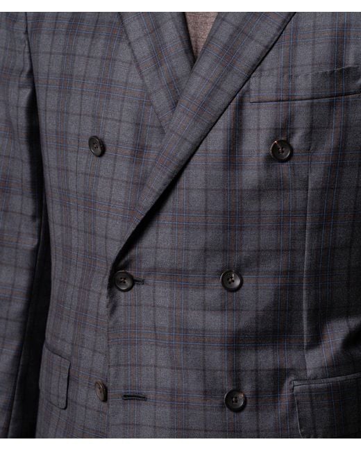 Larusmiani Gray Double-Breasted Wool Suit Boston Tailored Made for men