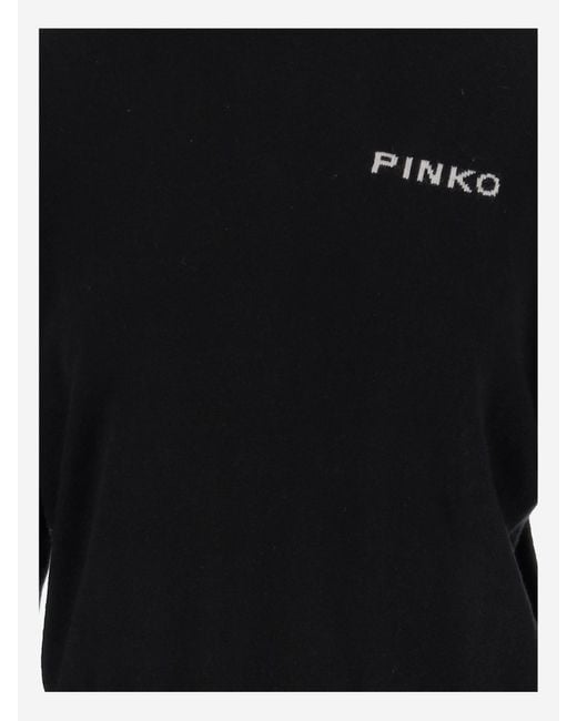 Pinko Black Wool And Cashmere Logo Sweater