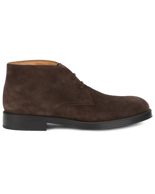 Tod's Brown Ankle Boots Suede Calf Skin for men