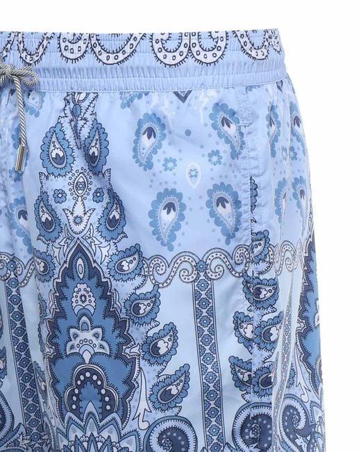 Etro Blue Swim Trunks With Paisley Print for men