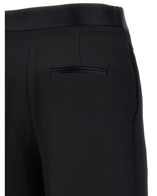 Khaite Black Straight Leg Pants With Pleat Detailing And Exposed Zipper