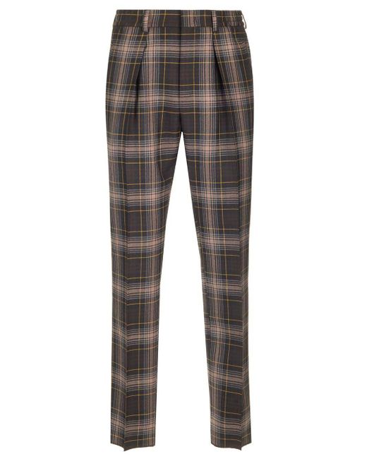 Fendi Gray Tartan Trousers for men