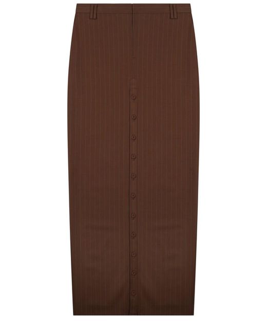 Jean Paul Gaultier Brown Midi Skirt With Buttons Virgin Wool