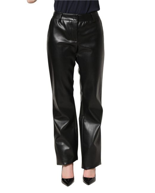 Dolce & Gabbana Black Pu Leather High Waisted Trouser Pants Polyurethane Polyester