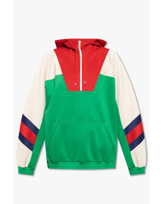 Gucci Green Hoodie With Web Stripe for men