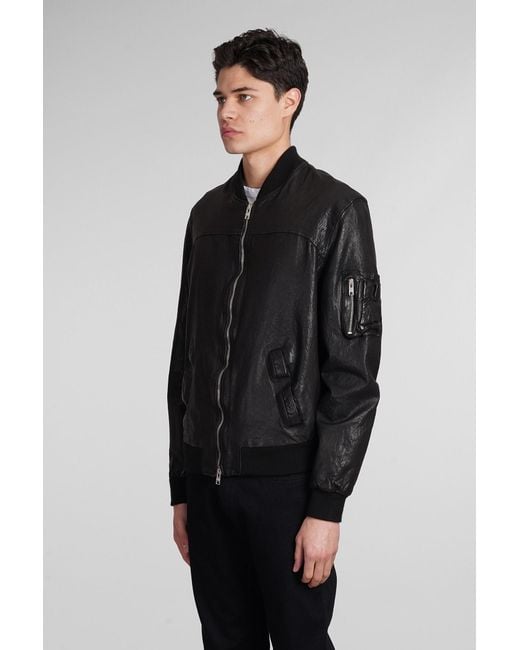 DFOUR® Black Leather Jacket for men