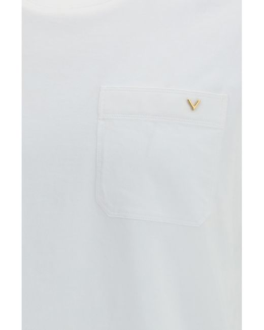 Valentino White Cotton T-Shirt With Vgold T-Shirts for men