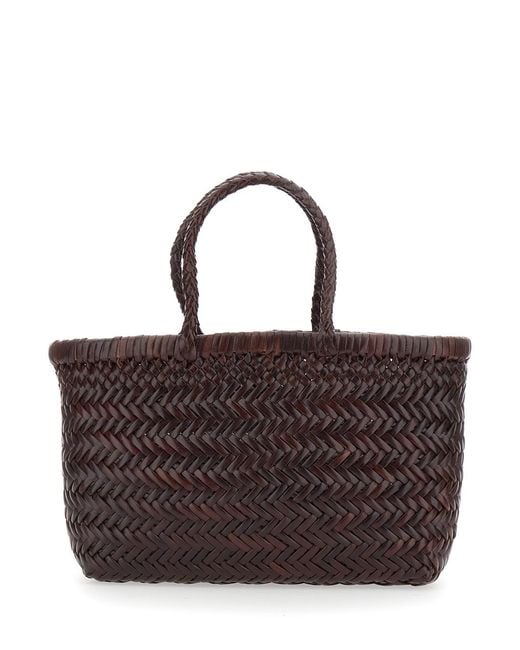 Dragon Diffusion Brown Basket Bag Mini Flat Gora Leather Handbags
