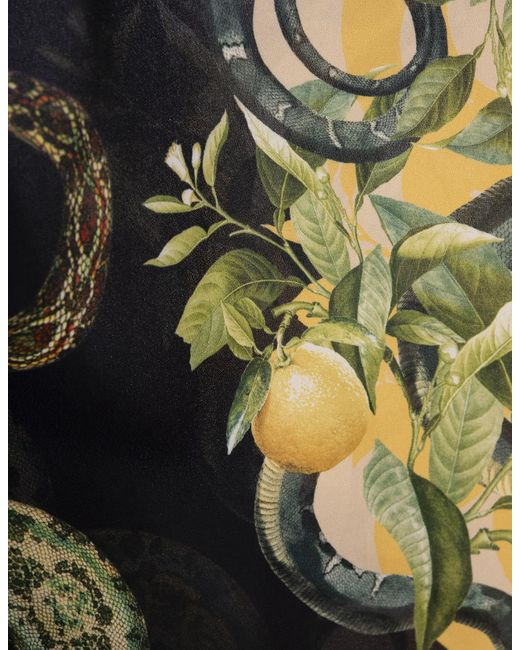 Roberto Cavalli Metallic Long Caftan With Lemons Print
