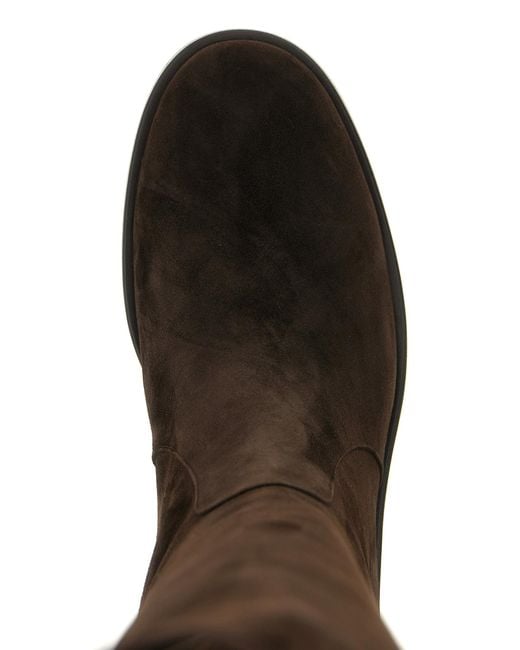 Gianvito Rossi Black Suede Leather Over The Knee Shoe