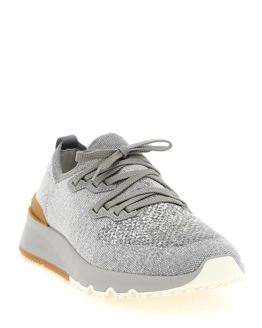 Brunello Cucinelli White Cotton Athletic Sneakers for men