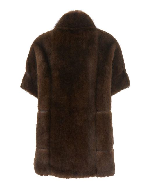 VALENTINI 1972 Brown Jacket With High Collar And Hidden Closure